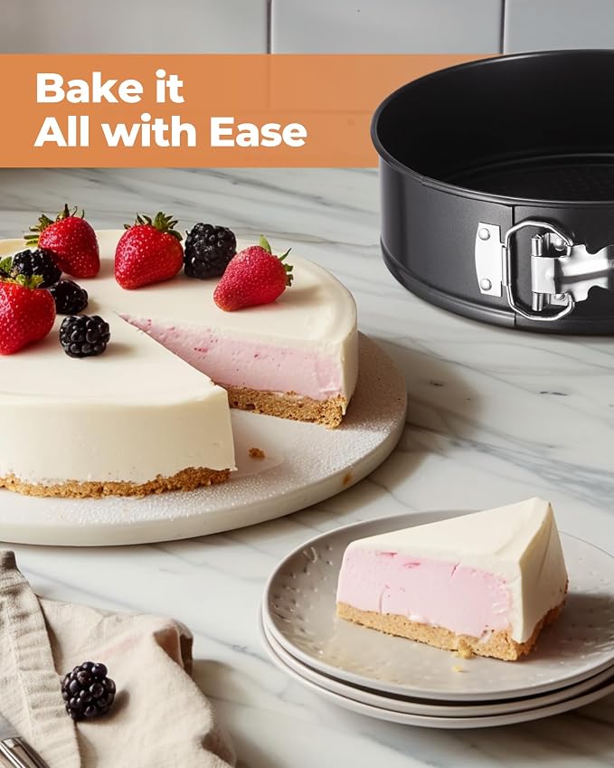 Kootek Cake Pan Set of 3, Springform Pans 4, 7, 9 Inch, 50 Parchment Paper | Carbon Steel, Nonstick Coating, Removable Bottom, Easy Release Baking Pans, Rust-Proof, Oven Safe, Round Cheesecake Pan