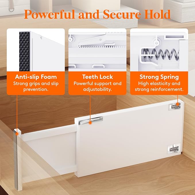 Lifewit 6" Tall Upgrade Drawer Dividers, Adjustable Deep Drawer Organizer | 16 Pack 13.5"-22" Expandable White Drawer Separator for Clothes, Dresser/Kitchen/Closet/Bedroom/Office Organization & Storage