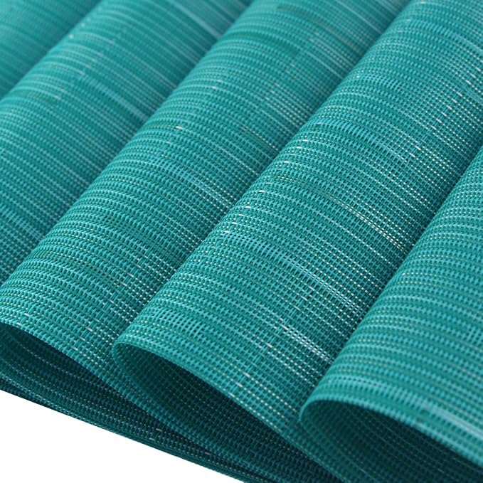 Vinyl Placemats,Washable Table Mats Easy to Clean Woven Placemats for Dining Table Set of 4 (Cyan Blue)