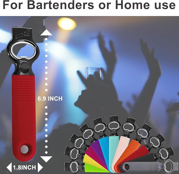 2-in-1 Soda Can Tab & Beer Bottle Opener, Red, 2-Pack | Easy pull tab opener with soft silicone handle protects nails & arthritic hands. Great for bars, picnics, and outdoor events