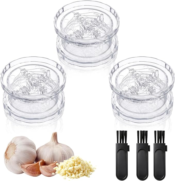 Transparent Manual Garlic Twist, Multi-Functional Mincer & Grinder for Garlic, Onion, Ginger, Herbs, Nuts, Impact Resistant Kitchen Gadget & Home Accessory (3 PCS)