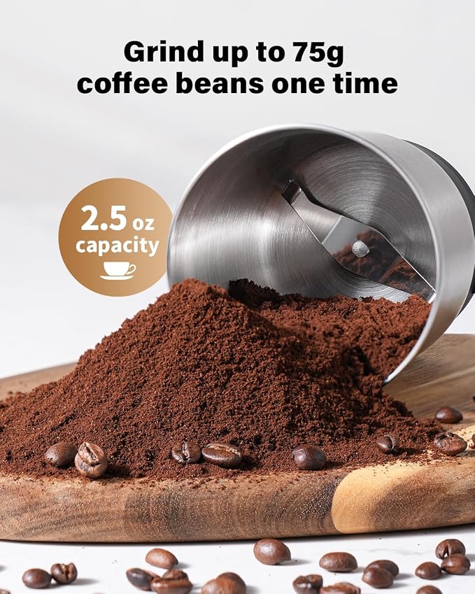 SHARDOR Coffee Grinder Electric, Spice, Herb, Grinder for Coffee Bean Spices and Seeds with 2 Removable Stainless Steel Bowls, Black