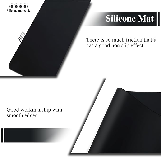 2Pcs Black Silicone Placemats, 15.7"x 11.8" - Kitchen Counter & Baking Silicone Mats