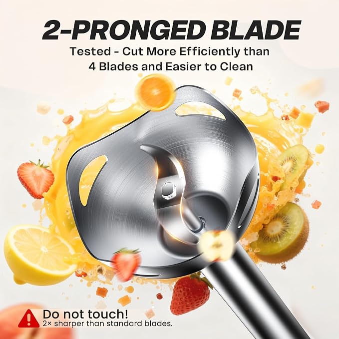 Turelar Immersion Blender Corded 400W, 2 Speed, Emulsifier, Blend | Hand Blender Stick Mixer, Ergonomic Handle, Stainless Steel Blades, Effortless Blending for Soup, Smoothies, Puree, Baby Food
