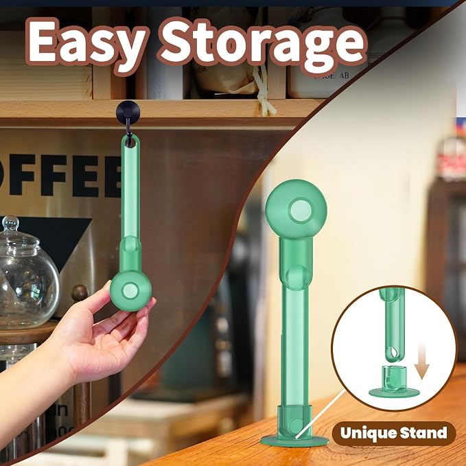 Coffee Scoop with Funnel for Ground Coffee, Protein Powder & Tea, for Reusable K Cup Refiller, 2TBSP Mess-Free, Funnel Design Prevents Spills (Translucent Green, 2-Pack)