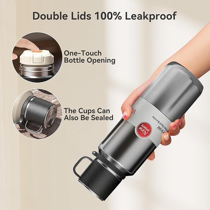 Stainless Steel Insulated Tea Infuser Bottle, Vacuum Insulated Water Bottle, Tea Tumbler with Separate Tea Compartment, 24-Hrs Insulation Commute Travel (Silver,32oz/1000ml)