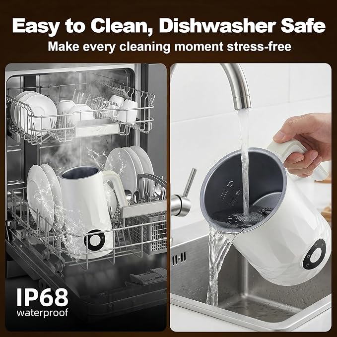 Milk Frother and Steamer, 4 in 1 Automatic Hot and Cold Foam Maker | 11.8oz Milk Warmer for Latte, Cappuccino, Hot Chocolate, Dishwasher Safe