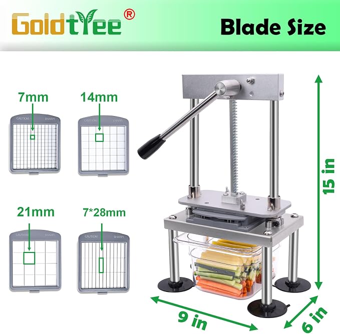 Goldtree French Fry Cutter for Potatoes Onion Food Fruit Vegetable Chopper | Stainless Steel Structure Cutter, Food Onion Dicer for Tomatoes Fruit, Labor-saving, Time-saving, Safe, Sturdy