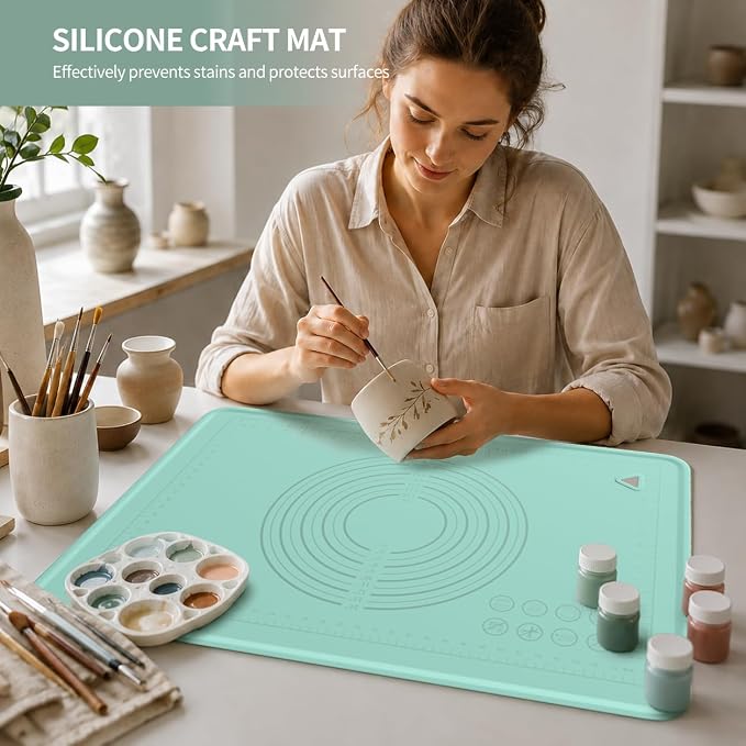 SKEAP Silicone Mat Large Craft Mat with Raised Edges, Waterproof Art Mat