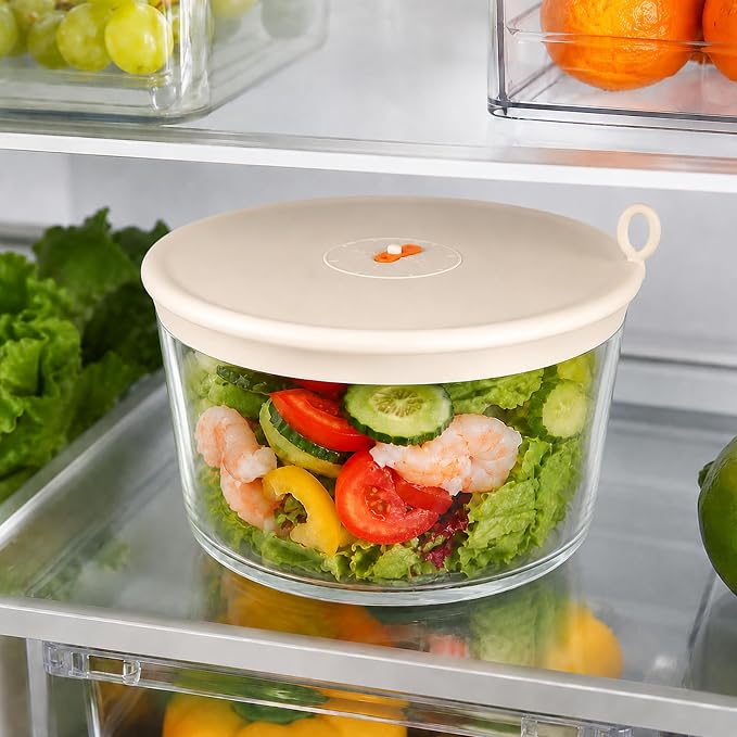 3.2 Qt Glass Salad Spinner with Storage Lid, Non-Slip Base & Basket, Blue | Compact Vegetable Dryer and Greens Washer with Clear Basket & Crank Handle; Borosilicate Bowl Microwave & Dishwasher Safe