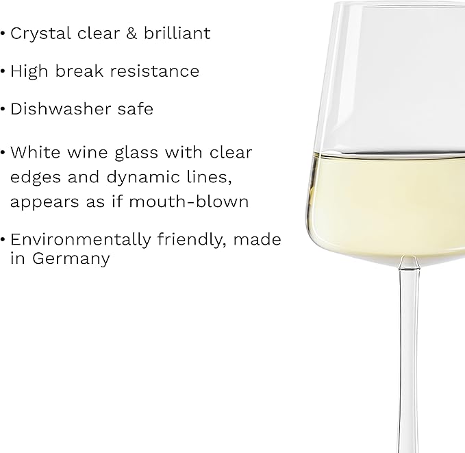 Stölzle Lausitz White Wine Glasses Power Set of 6, 13 1/2 oz – Modern Wine Glasses for Maximum Aroma Enhancement – Elegant Crystal White Wine Goblets – Dishwasher- & Shock-Resistant, Made in Germany