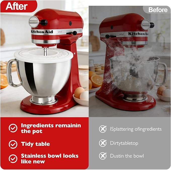 5QT Stainless Bowl with Lid Compatible with KitchenAid Tilt-Head Mixers | 304 Stainless replacement Bowl with Splash-Proof Lid. Ldeal for Dough Proofing, Baking Preps, and Seamless KitchenAid fit