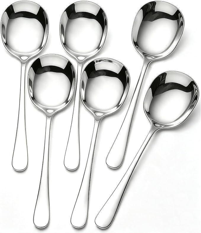 6-Piece Serving Spoons, 18/8 stainless steel Spoon, Large Buffet Serving Spoon, Heavy Duty 304 Stainless Steel, Tabletop Flatware Utensil for Banquet, Cooking, and Kitchen