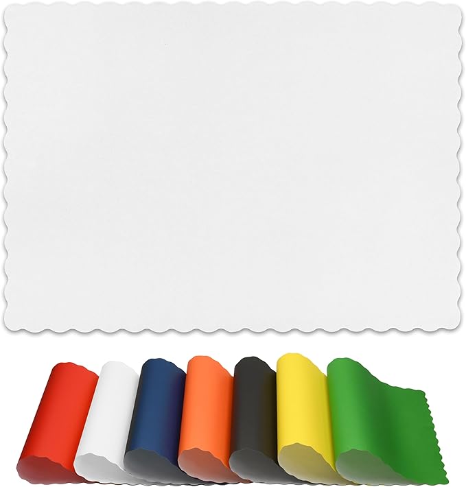 Disposable Paper Placemats – Premium, 100 Pack of White Scalloped Edge Placemats, Perfect Size 10x 14