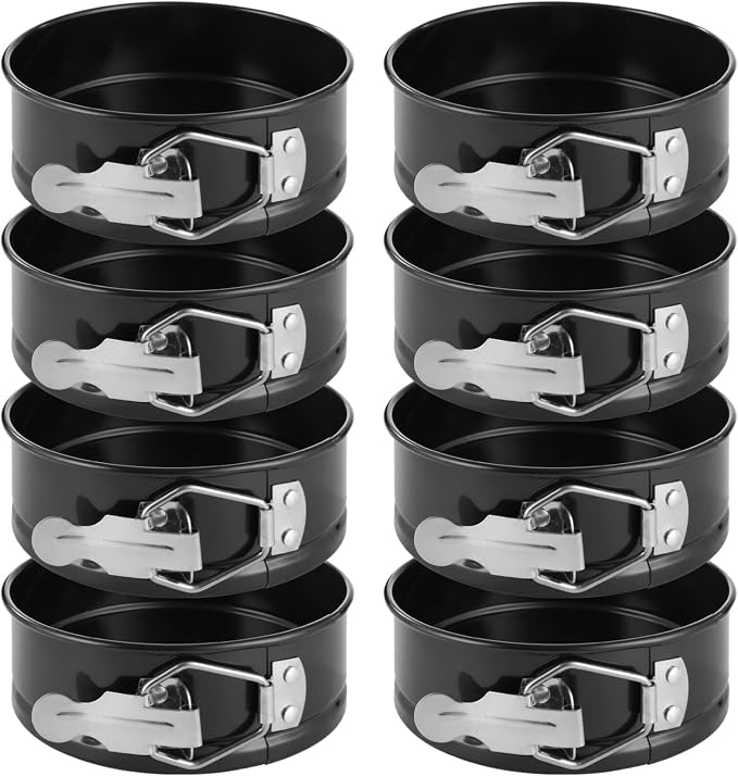 8 Pcs 4-Inch Springform Pan Set, Nonstick Mini Cheesecake Pans with Removable Bottom & Leakproof Design, Carbon Steel, Ideal for Home Baking Cakes & Desserts