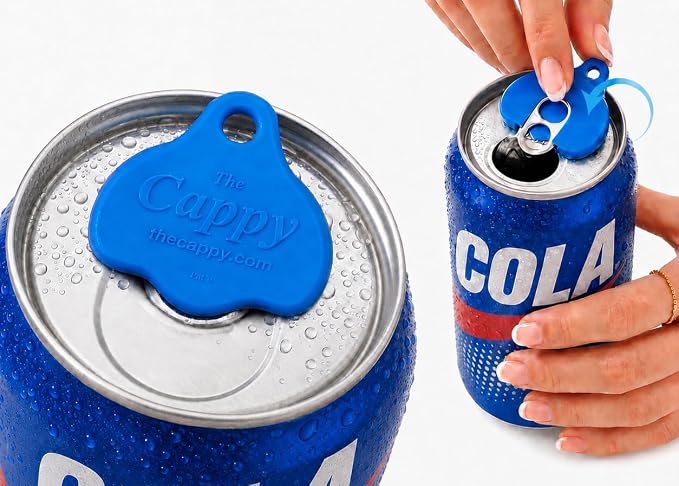 The Cappy - Reusable Beverage Can Opener & Closer (12 pack) - Fits All Standard Cans - Assorted Color Combos (Colors May Vary)