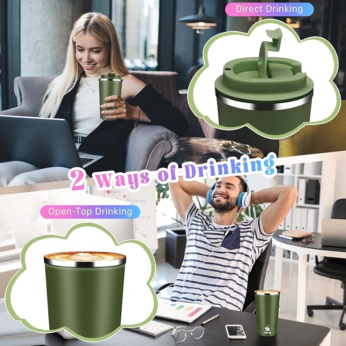 17oz Insulated Travel Coffee Mug with Flip Lid – Leakproof Stainless Steel Insulated Coffee Tumblers, Reuable Coffee Cup for Hot & Cold Drinks, Perfect for Camping & On-the-Go