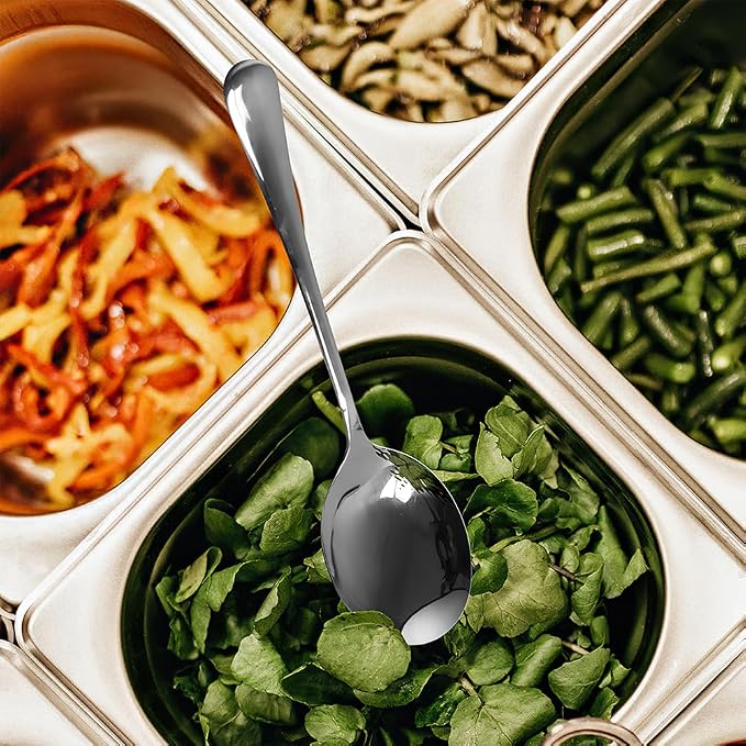 Large Serving Spoons,AOOSY 2 Pcs-9.8 Inches Stainless Steel Serving Spoon | for Buffet, Parties, Catering,Solid Serving Utensils Serving Utensil,Dishwasher Safe