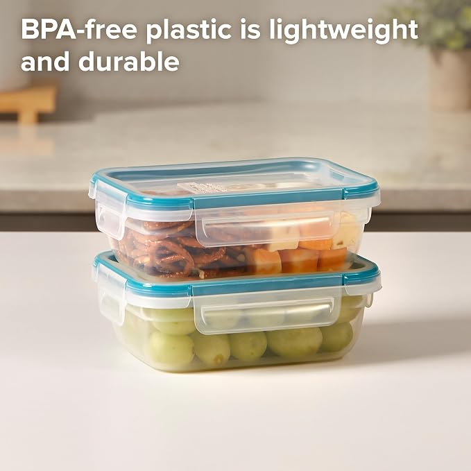Snapware Plastic Total Solution 2-Pack (3 Cup) Food Storage Containers | Meal prep containers with plastic BPA-free lids with 4 locking tabs, microwave, dishwasher, & freezer safe