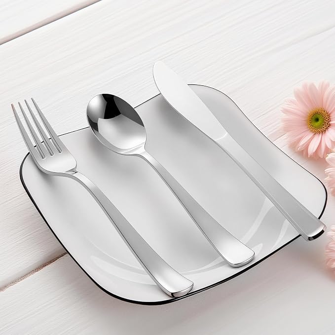 144 Pack Silver Premium Heavy Duty Plastic Silverware, 48 Forks, 48 Spoons, 48 Knives, For Catering, Parties, Dinners and Weddings, BPA-Free, Disposable Plastic Cutlery Set Utensils Set