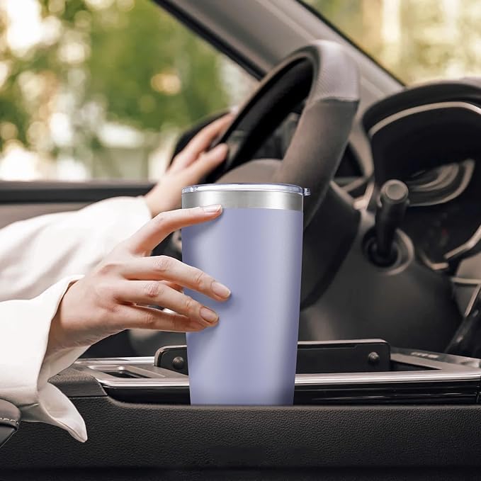 20 oz Tumbler with Lid Stainless Steel Insulated Tumblers Bulk Cups Mug | Double Wall Vacuum, Powder Coated, Keep Drinks Cold and Hot, Waterproof Lid, Fit of Car Cup Holders, Cosmic Lilac, 8 Pack