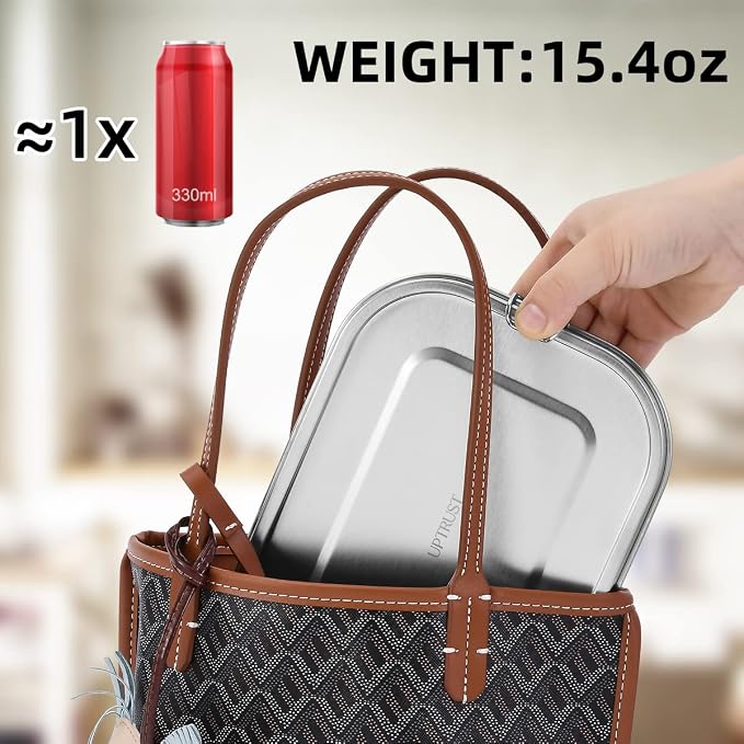 UPTRUST Stainless Steel Bento Lunch Box for Kids, 5-Compartment 1400ML | Metal container with leak-proof lockable clips, for kids and adults lunch, meal prep, or travel