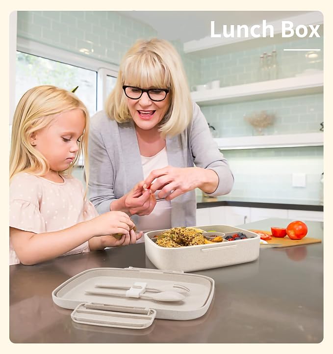 5 Compartments Kids/Adult Bento Lunch Box with Snack Cup