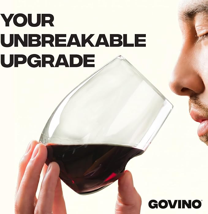 GOVINO Unbreakable Plastic Wine Glasses - Stemless Shatterproof Tritan Glassware, Fancy Cups That Look Like Glass, 16oz, Set of 4