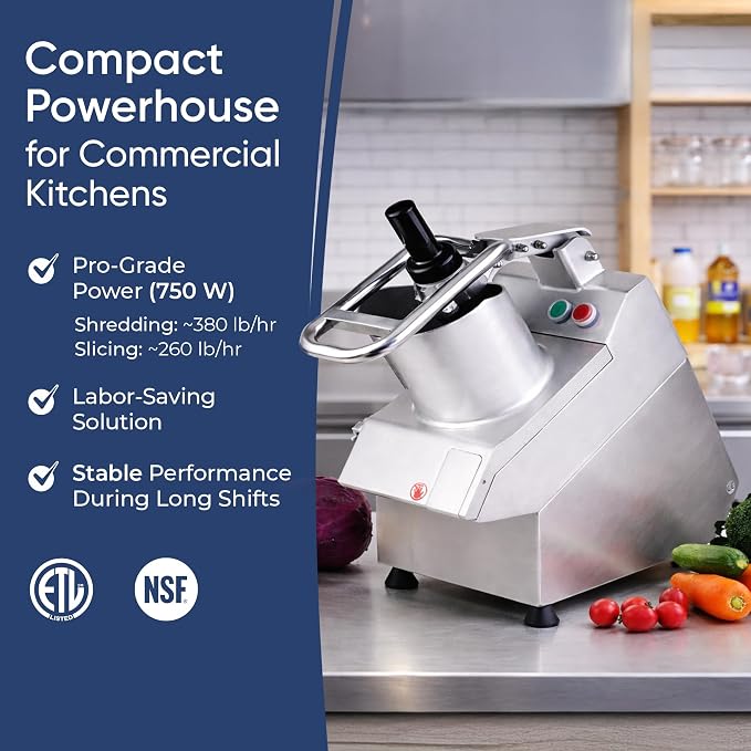 TK Commercial Vegetable Chopper 750W - 5 Discs for Food Processing - NSF