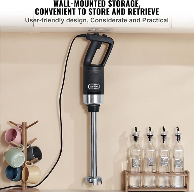 VEVOR Commercial Immersion Blender 750W 20" Heavy Duty Kitchen Hand Mixer | for Soup, Smoothie, Puree, Baby Food, Variable Speed Stick Machine with 304 Stainless Steel Blade, Multi-Purpose Portable
