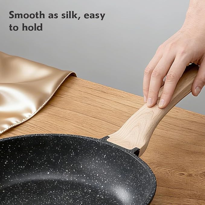 10 inch Nonstick Frying Pan Skillet, Non Stick Granite Fry Pans, Stone Cookware Omelet Pan, Egg Frying Pan with Heat-Resistant Handle, Requires Installation, PFOA Free Chef's Pan, Induction Compatible