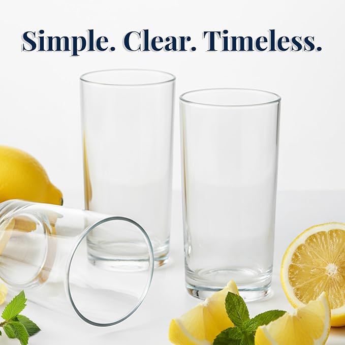 US Acrylic Classic Clear Plastic Reusable Drinking Glasses (Set of 6) 16oz Water Cups | BPA-Free Tumblers, Made in USA | Top-Rack Dishwasher Safe