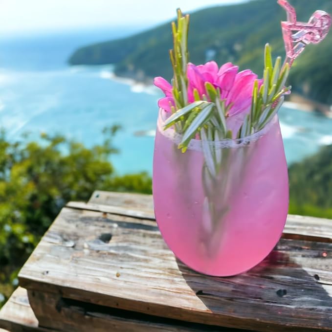 Oojami 36 Pack Pink Disposable Wine Glasses 12oz Plastic Stemless Cups | Unbreakable BPA-Free Shatterproof Reusable Recyclable Cocktail Wine Cups, Party, Wedding, Birthday, Bridal, Bachelorette