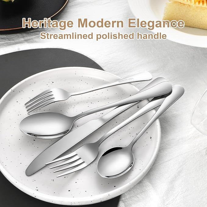 Lazycorner Silverware Set 40 Piece Stainless Steel Flatware Set Silverware Utensils for 8 People Includes Forks Knives Spoons & Salad Forks Dishwasher Safe for Home Restaurant or Outdoor Use