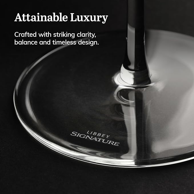 Libbey Signature Greenwich All-Purpose Wine Glasses, 16-Ounce, Set of 4, Made in USA, Dishwasher Safe, Gift Box