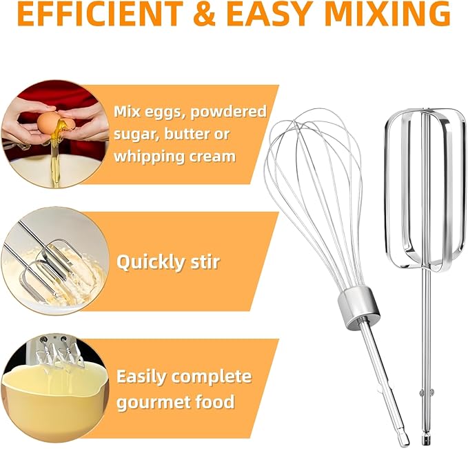 6-Pack Hand Mixer Beater Attachments for Hamilton Beach Mixers | Fits 62632R, 62682RZ, 62692, 62695V and 64699; includes dough hooks, whisk and blending rods for versatile mixing