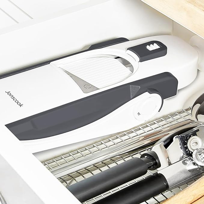 Safe Mandoline Slicer for Kitchen, 5 in 1 Multi Food Chopper, Potato Slicer | Adjustable Thickness 0.1-8 mm, Vegetable Chopper Cutter, Food Chopper French Fry Cutte, Paring Knife/Cleaning Brush, Mandolin
