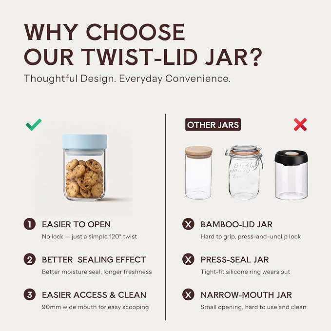 13 oz Small Airtight Glass Overnight Oats Containers with Lid | Twist Seal, Silicone Ring, Wide-Mouth Borosilicate Container for Yogurt, Chia Pudding, Fruit, Snacks and Meal Prep