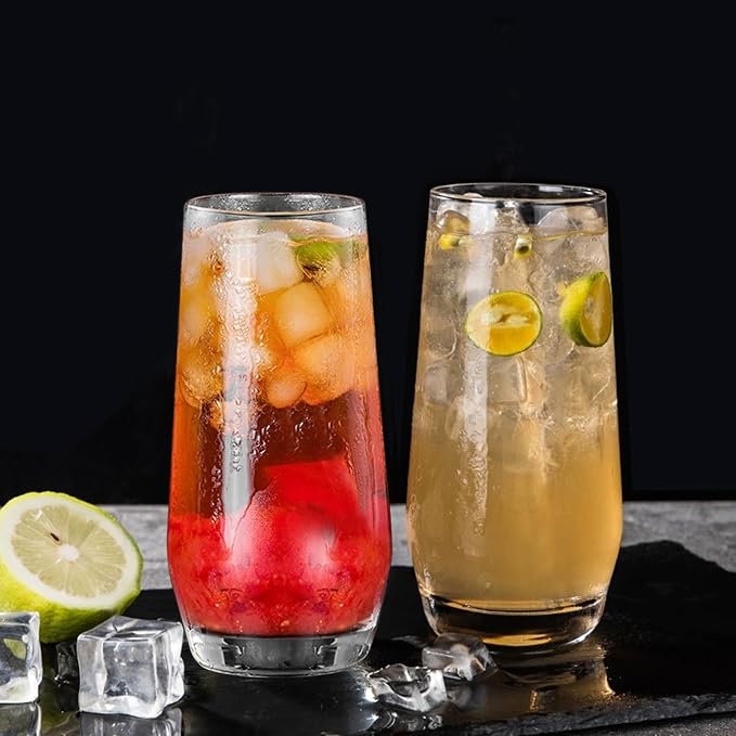 18 oz Crystal Drinking Glasses,Highball Glasses Set of 12 | Water Glasses,Mojito Glass Cups,Sutiable for Glasses for Wine,Cocktails,Office,Parties,Weddings and Gifts