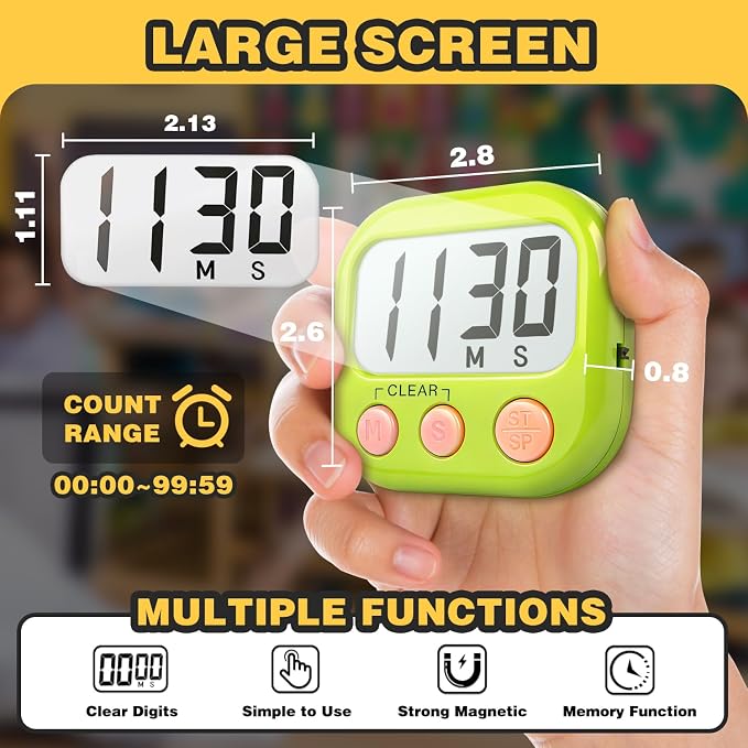 Classroom Timers for Teachers Kids Large Magnetic Digital Timer Teacher Supplies 12 Pack-Blue Green