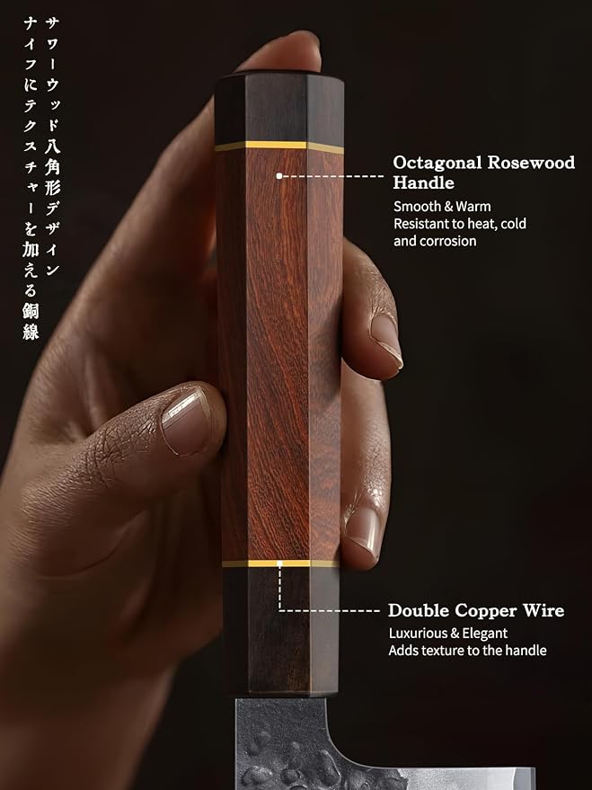 HOSHANHO 7" Nakiri Knife, Handcrafted Razor Sharp Meat Vegetable Cleaver | High Carbon Steel Asian Chopping Chef Knife, Multipurpose Vegetable Kitchen Knife with Gift Box for Men and Women