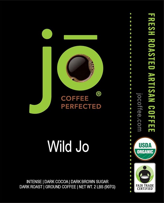 WILD JO: 2 lb, Organic Dark French Roast Coffee, Ground | Bold Strong Rich Wicked Good! Great Brewed or Cold Brew, USDA Fair Trade Kosher Certified, NON-GMO Gluten Free by Jo Coffee®