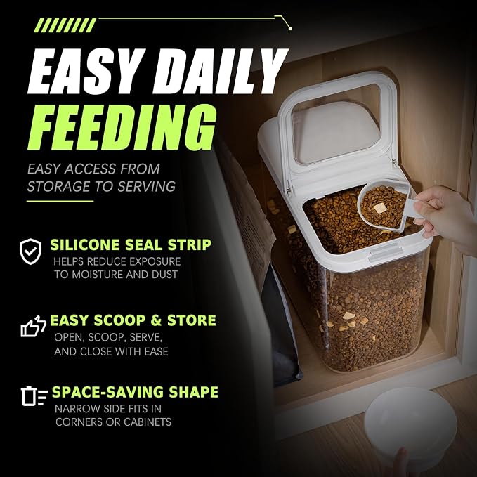 Dog Food Storage Container 10 Lbs | Pet Food Storage Containers With Lids & Scooper BPA Free Airtight Storage Containers Store Dry Food For Kitchen Pantry