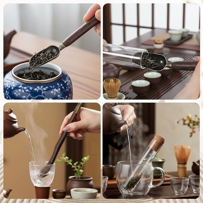 2 PCS Tea Infuser Glass Tea Strainers for Long Leaf Teas with Teaspoon TeaTongs TeaSteeper with Cork for Cup, Gift for Teas Lovers