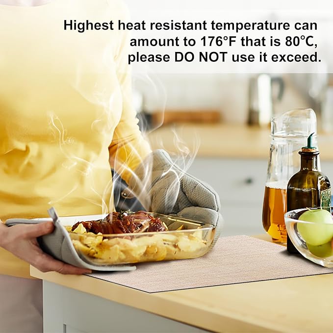 Aofmee Placemats, Placemats Set of 6, Heat Resistant Place Mats, Washable PVC Table Mats, Woven Vinyl Plastic Placemats for Dining Table, Non-Slip Stain Resistant Kitchen Table Placemats Easy to Clean