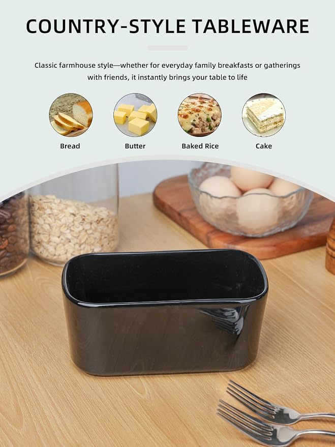 Ceramic Small Loaf Pan, Mini Bread Pan, Oven Safe (Black, Small) | Even Heat Distribution, Smooth Glazed Finish, Easy Release, Easy to Clean, Perfect for Individual Baking, Kitchen Essential