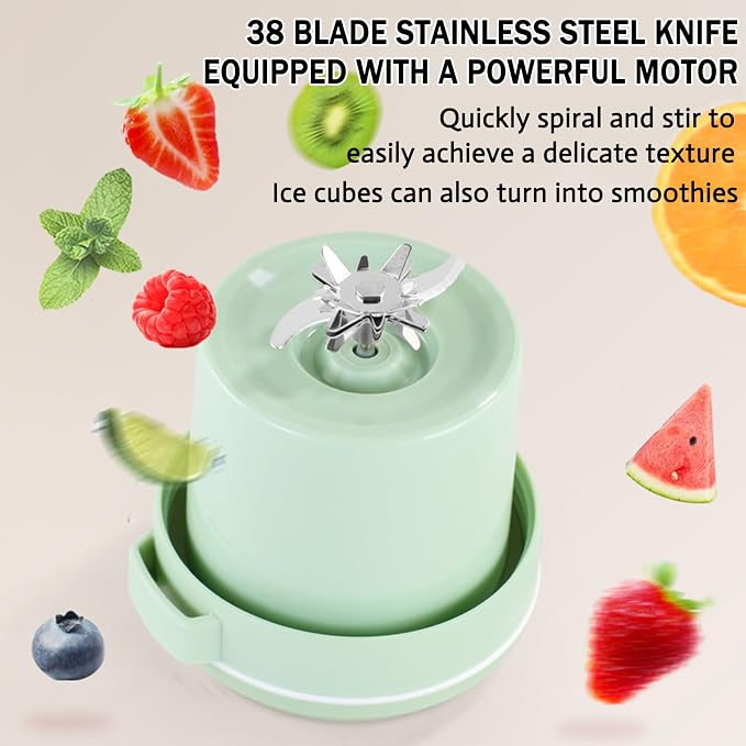 Portable Juice Cup Blender for Smoothies Shakes Fruit Crush Baby Food Maker 43oz 1300ML USB Charging Cordless Food Grade Blades Electric Smoothie Blender for Small Ice Kitchen Outdoor