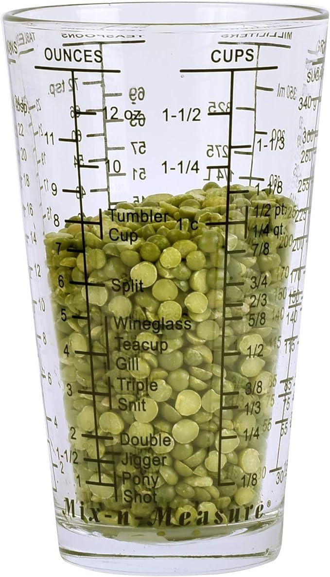 Kolder 26100 Mix N Measure Glass, Heavy Glass, Multi-Purpose Liquid and Dry Measuring Cup