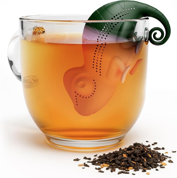 Pund'it Chamomileon Tea Infuser, Cute Color Changing Loose Leaf Tea Steeper | Fun Chameleon Tea Steeper Changes Color While Steeping | Reusable, Dishwasher Safe, Food Safe Tea Accessory | Hangs On Mug
