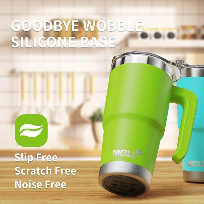 16 oz Tumbler with Handle, Lid & Straw,Apple Green | Reusable Stainless Steel Vacuum Insulated Tumbler Cups with Lid and Straw for Women, Girls